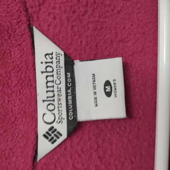 M pink columbia full zip up fleece jacket w collar zip pockets elastic cuffs hem - Picture 5 of 11